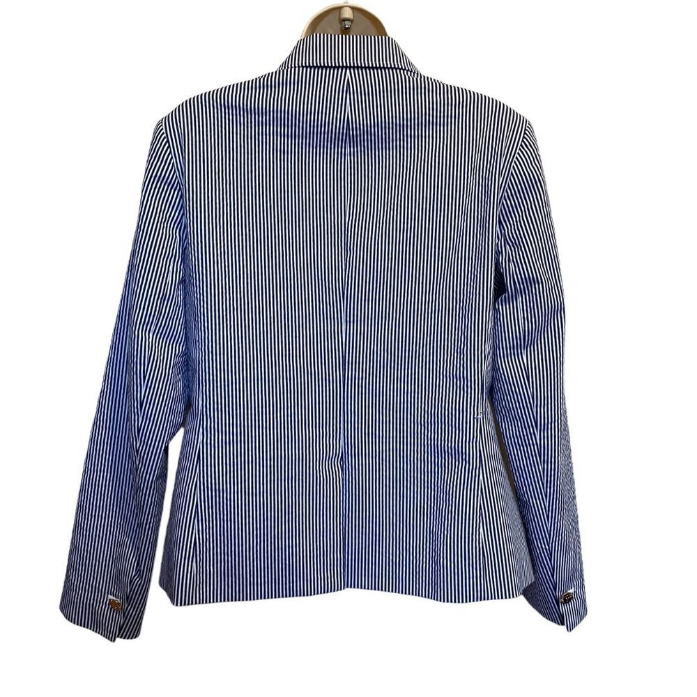 Anne Klein Lined Striped Blazer Jacket Gold Lion Buttons Sz S - Picture 3 of 14